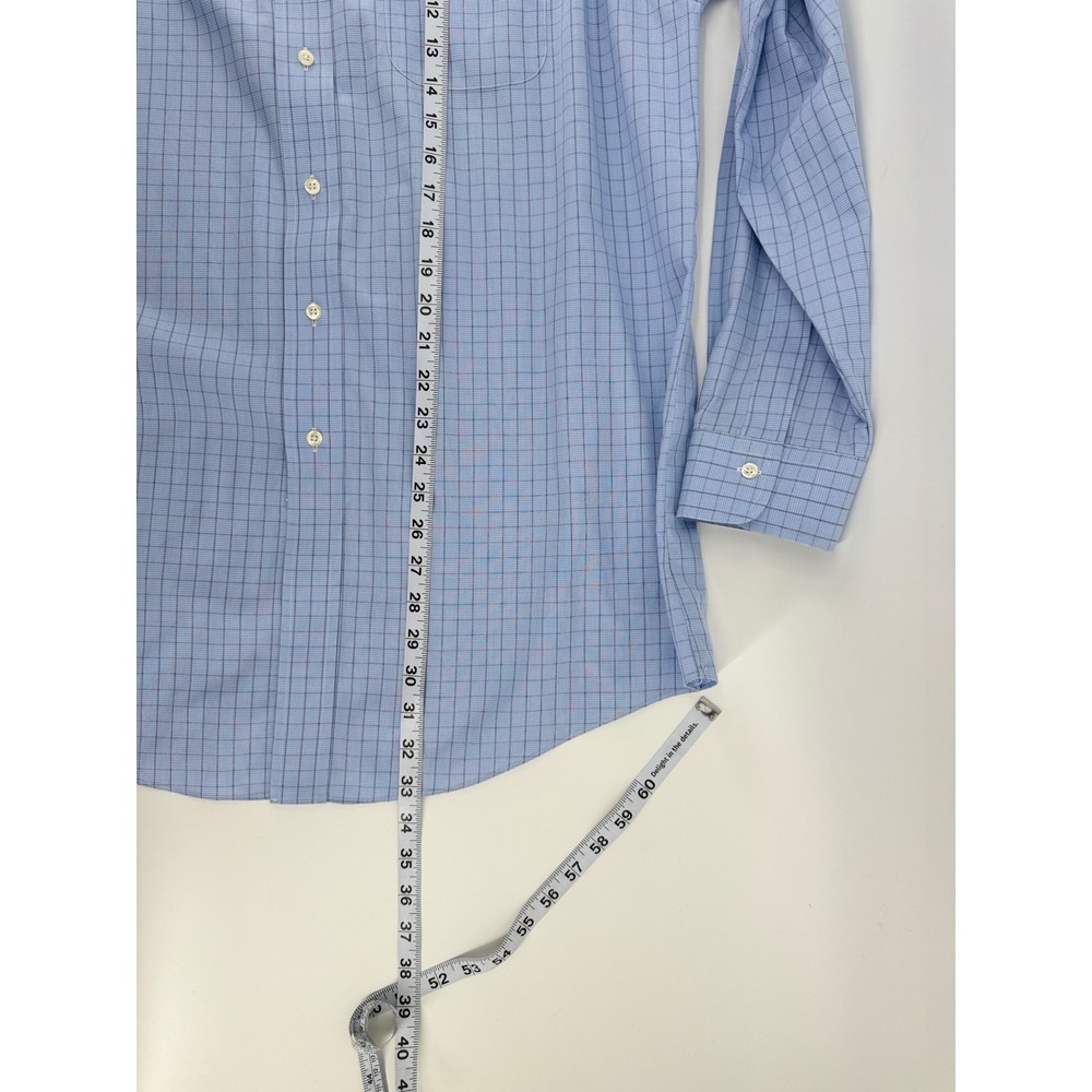 Brooks Brothers Regent Fit Non-Iron Shirt Mens 17.5 35 Blue Check Supima Cotton - Picture 6 of 8